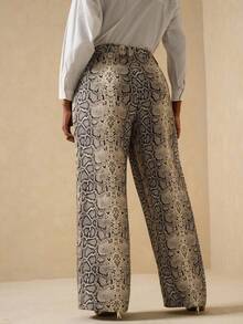 Maweii Vintage Casual Loose Printed Plus Size Pants - Apricot - View 2