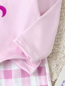 SHEIN 2pcs Baby Girl Infant Toddler Newborn 0-3 Years Old Spring/Summer Casual Daily Versatile Bow Knit Long Sleeve Top + Pants Set, Baby Spring/Summer Outfit - Purple - View 4