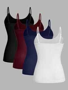 SHEIN EZwear 4件套休闲简约吊带背心，适合夏季海滩穿着 - 彩色 - 查看 2