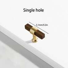 1pc Modern Simple Wooden Furniture Cabinet Drawer Pull Handle, Oak Or Walnut Wood - Multicolor - View 5