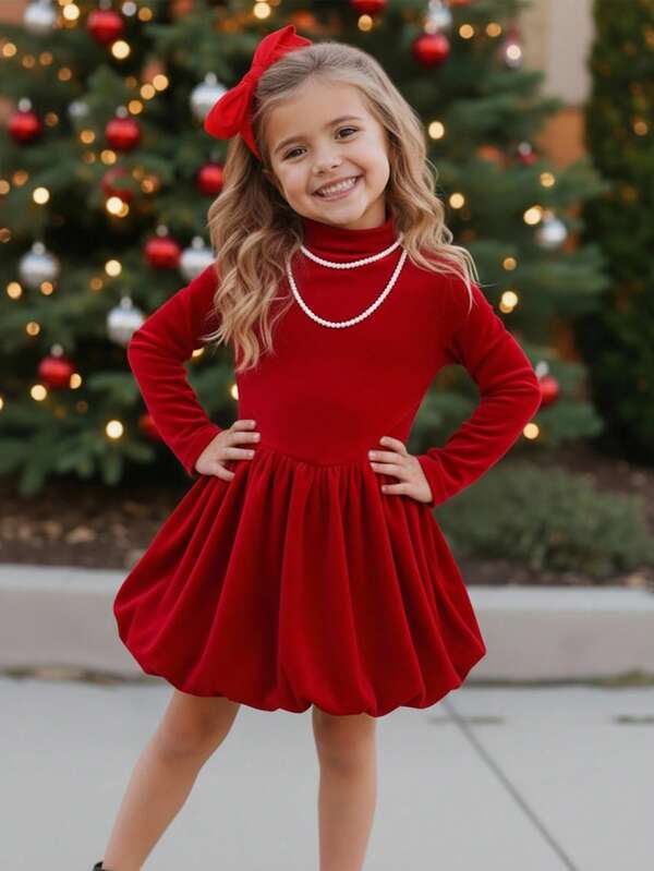 Easowa Vestido de punto de farol con diseño ajustado y parches para niñas, un elegante vestido estilo pastel de manga larga, equipado con pantalones en el interior, adecuado para usar en otoño e invierno. El estilo rojo es adecuado para Navidad, fiestas, uso diario, vida escolar diaria, vestidos de cumpleaños, atuendos de princesa, combinaciones madre-hija y entre hermanas.