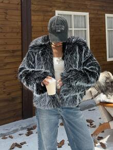 Muchica 女士时尚短款加厚绒外套，冬季 - 米色 - 查看 3