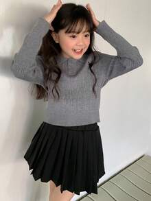 Dazy Kids Tween Girl Embroidered Collar Sweater, Fall Clothing