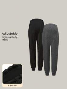 Modmama 孕婦休閒彈性腰支撐肚子運動長褲，高腰修身孕婦褲 - 彩色 - 查看 12