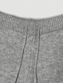 Franclia 女士刺绣马图案拉链连帽开衫和针织裤休闲两件套 - 淺灰色 - 查看 5