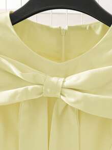 GlowEve Gaun Lengan Panjang Wanita Elegan Warna Polos dengan Hiasan Pita, Musim Gugur/Musim Dingin - Kuning muda - View 3