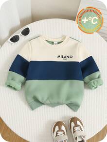SHEIN Young Boy Cute Colorblock Black & White Sweatshirt, Versatile For Autumn/Winter Unisex Clothes For Kids - Multicolor - View 6