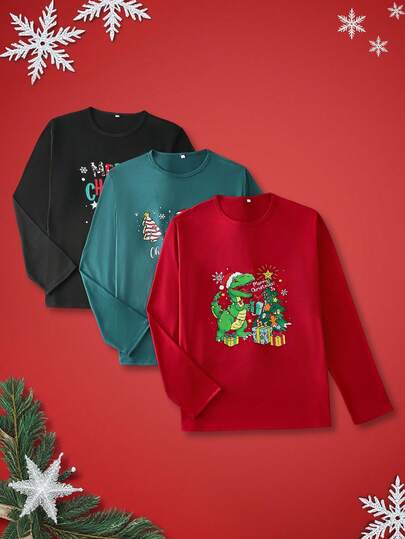 SHEIN EverLounge 3 pièces Top de pyjama pour hommes de Noël