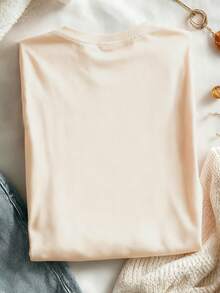 INAWLY Women's Cute Crab Pattern Beige T-Shirt,Valentine's Day Sunset Shoulder Fun Top,Summer Vacation Holiday Stylish Casual Gift For Lovers Sisters - Apricot - View 2