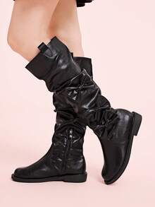 CUCCOO DOLLMOD Women's Retro Over-The-Knee Boots, Round Toe Slim Fit Tall Riding Boots For Christmas - Black - View 3