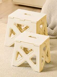 1 pieza Taburete plegable ultraligero y ajustable, antideslizante, de fácil almacenamiento, con diseño compacto y de pequeña huella, en colores surtidos, para usar en el hogar, la cocina, el baño, la pesca, actividades al aire todo el año, de uso múltiple. - Beis - Ver 3