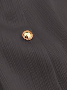 Franclia Elegant Fitted Front Button Down Collar Long Sleeve Gold Button Meteor Fabric Pink Women Blouse, Spring/Autumn