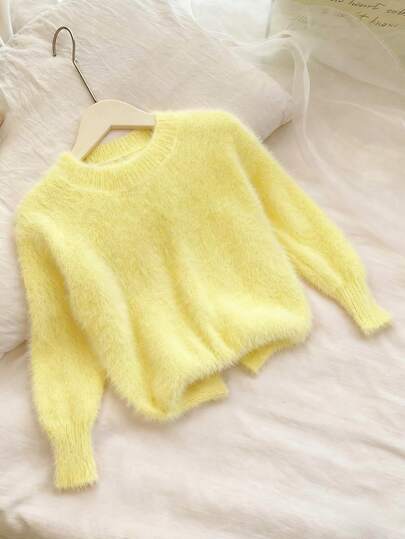 Elladie kids New Fashionable Versatile Cute Girls Solid Color Pullover Sweater Yellow Top Kids Yellow Sweater Girls Jumper For Girls Girl Clothes Autumn And Winter Clothes Girls Knitted Top Knit Set Girls Sweater Autumn Clothes Winter Clothes Girl Clothes Autumn And Winter Clothes Girls Knitted Top Autumn Clothing 3 4 Years Toddler Sweater Sweaters For Kids Jumper For Girls Girls Knitted Top Autumn And Winter Young Girls Kids Sweaters Girl Clothes Sweaters For Girls