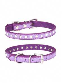 PETSIN Shiny Rhinestone Dog Collar Small And Medium-Sized Leather Pet Collar Adjustable Cat Collar - Light color - View 10