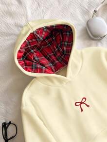Tween Girls' Casual Bow Embroidered Sweatshirt - Apricot - View 6