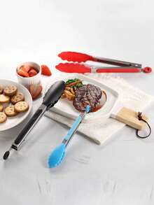 1PC Stainless Steel Tongs - Heat Resistant BBQ & Kitchen Utensil - Multicolor - View 5