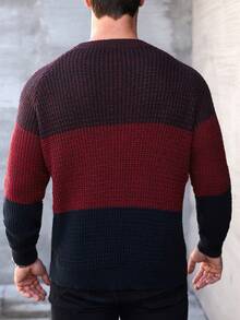 Manfinity Homme Men's Contrast Color Crew Neck Raglan Sleeve Casual Sweater, Autumn/Winter - Multicolor - View 2
