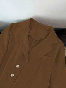 GlowEve CURVE 大码女式畅销纯色翻领长袖通勤西装外套，优雅金属纽扣设计百搭女士秋冬外套