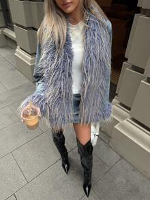 Aloruh Women's Y2K Faux Fur Oversized Coat, Suitable For Casual Outings, Autumn/Winter - Multicolor - View 6