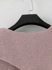 Lyxana 女士休闲纯色裹身毛衣和针织裤两件套，秋冬季 - 淺粉色 - 查看 5