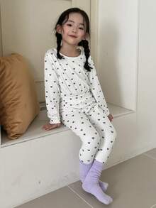 DAZY 两件套女童全印花秋季套装 - 米色 - 查看 3