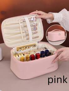 1 件装大容量 PU 防水便携旅行化妆包独特设计女士化妆品收纳包储物柜装饰梳妆台洗漱包桌面收纳包化妆包化妆袋旅行必备化妆品收纳包梳妆台配件 - 彩色 - 查看 14