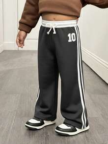 SHEIN Babygirl Casual Sporty Gray Loose Elastic Waist Pants - Grey - View 8