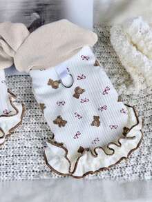 PETSIN New Autumn And Winter Pet Dog Cat Clothes With Plush Home Clothes That Can Tow Khaki Teddy Bears - Multicolor - View 5