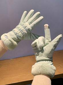 1 Pair Thermal Lined Winter Gloves Touchscreen Compatible Windproof Design Motorcycle Riding Essential Christmas Stocking Fillers Holiday Gift For Women Outdoor Sports Must Haves - multicolor - View 6