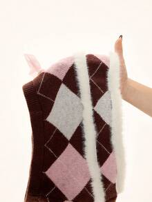 ROMWE Kawaii 休闲百搭修身迷你女式毛衣裙 - 卡其色 - 查看 8