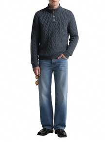Men's Knitted Jumper Navy Blue - Marin - Visa 3