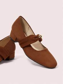 CUCCOO DOLLMOD Bailarinas de ante estilo retro Mary Jane, de punta cuadrada, elegantes y estilizadoras, nuevas llegadas para primavera/otoño - Marrón - Ver 2