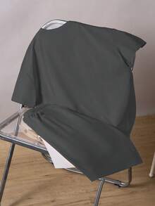 Mirajuku 2件套青少年男童休闲度假时尚运动短袖T恤和短裤套装，浅绿色，3D字母印花简约运动装，夏季 - 灰色 - 查看 2