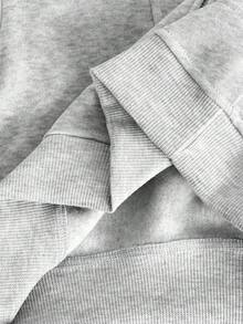 SHEIN 少女款前拉链长袖简约短款卫衣，休闲日常穿着，毕业季长袖上衣，返校季必备 - 淺灰色 - 查看 6