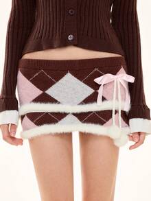 ROMWE Kawaii 休闲百搭修身迷你女式毛衣裙 - 卡其色 - 查看 7