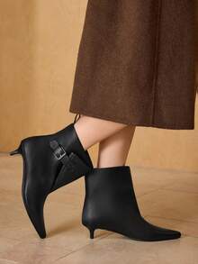 MOTF POINT TOE BUCKLE DETAIL MID-CALF BOOTS FOR CHRISTMAS - Black - View 7