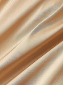 SHEIN MOD 香槟色亮片露肩开衩连衣裙 - 香檳色 - 查看 4