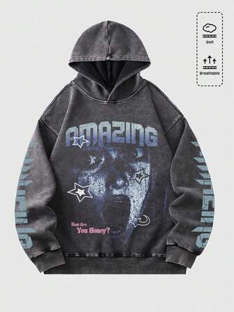 Street Life Men's Vintage Washed Hoodie, Streetwear Style