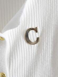 Franclia Women's Autumn/Winter New Elegant French Style Casual Refined Gentle Petite Slim Fit Metal Letter Pullover Sweater Top - White - View 4