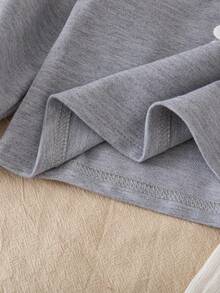 SHEIN Conjunto de sudadera de cuello redondo de manga larga con decoración de lazo rosa y pantalones de pana para bebé niña recién nacida de 0 a 3 años, conjunto de sudadera y pantalones para bebé niña de otoño/invierno, conjunto de bebé niña, ropa diaria para bebé niña - Gris Claro - Ver 8