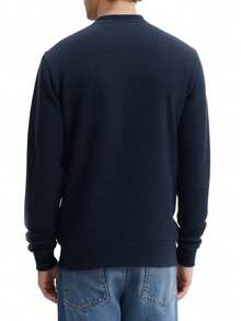 Vintage Men Crew Sweatshirt Navy - 海軍 - 查看 2
