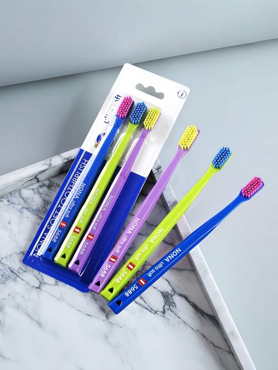 1 Stück/3 Stücke Sanfte Borsten Zahnfleischpflege Zufallsfarben Handzahnbürsten Set für Erwachsene Männer Frauen Unisex Tägliche Mundpflege Verwendung Zuhause Badezimmer Essentiell - Verschiedenfarbig - Übersicht 1