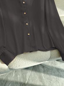 Franclia Elegant Fitted Front Button Down Collar Long Sleeve Gold Button Meteor Fabric Pink Women Blouse, Spring/Autumn