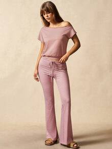 VARSIVA 女士条纹修身喇叭瑜伽裤 - 彩色 - 查看 3