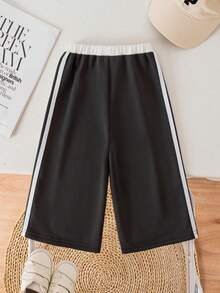 SHEIN Babygirl Casual Sporty Gray Loose Elastic Waist Pants - Grey - View 2