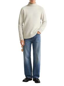 Men's High Neck Knit Sweater Grey - Xám - Xem 3