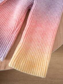 SHEIN Baby Girl, Casual And Cute, Colorful And Flower-Decorated Knitted High-Neck Sweater + Knitted Wide-Leg Pants Two Pieces Set Baby Knitwear Baby Girl Knitted Outfits Rainbow Warm Clothes Baby Girl Baby Girl Sweaters Set Knit Two Piece Toddler Autumn And Winter Two Piece Suit