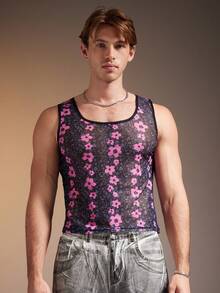 FeverCity 男士印花圆领背心，夏季时尚 - 彩色 - 查看 3