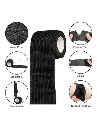 1 pieza/3 piezas/6 piezas/12 piezas/24 piezas Cinta deportiva autoadhesiva elástica y antideslizante con agarre fuerte para articulaciones, dedos, tobillos, palmas, mascotas. Uso en todas las temporadas para atletas, propietarios de mascotas, equipo de fitness. Vendaje elástico de primeros auxilios y ayuda de entrenamiento