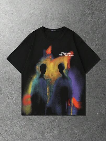 Street Life T-shirt à manches courtes pour hommes avec imprimé de silhouette de figure d'imagerie thermique vintage de rue, été